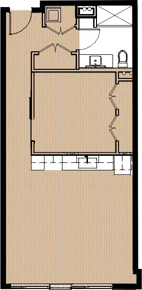 Floor plan for 1 bed, 1 bath